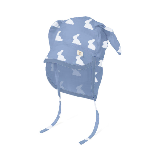 Müslin Ense Korumalı Bebek Şapka - Mono Lapin Royal Blue