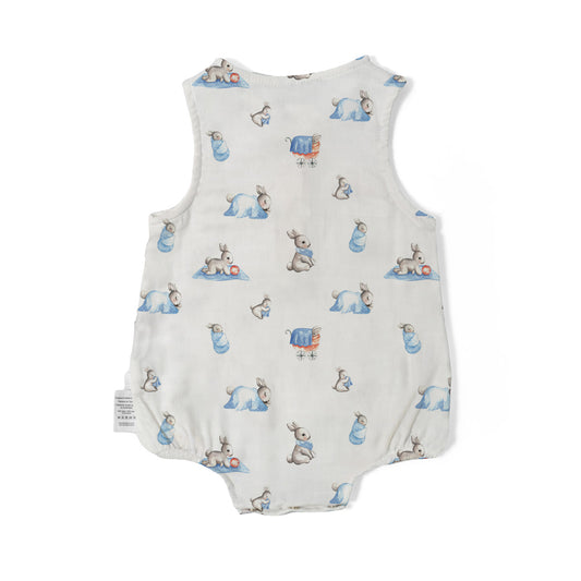 Müslin Erkek Bebek Kolsuz Tulum - Bébé Lapin