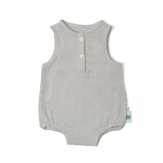 Müslin Erkek Bebek Kolsuz Tulum - Cotton Grey