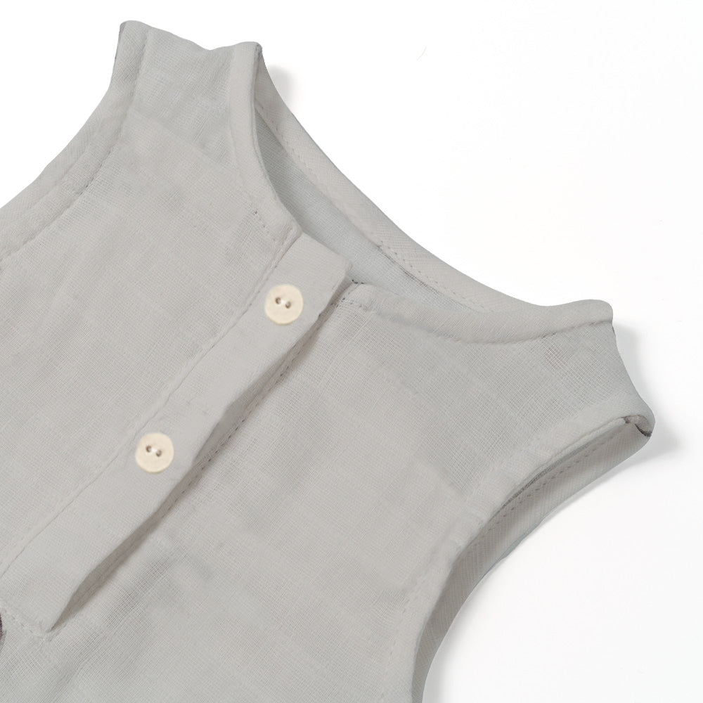 Müslin Erkek Bebek Kolsuz Tulum - Cotton Grey