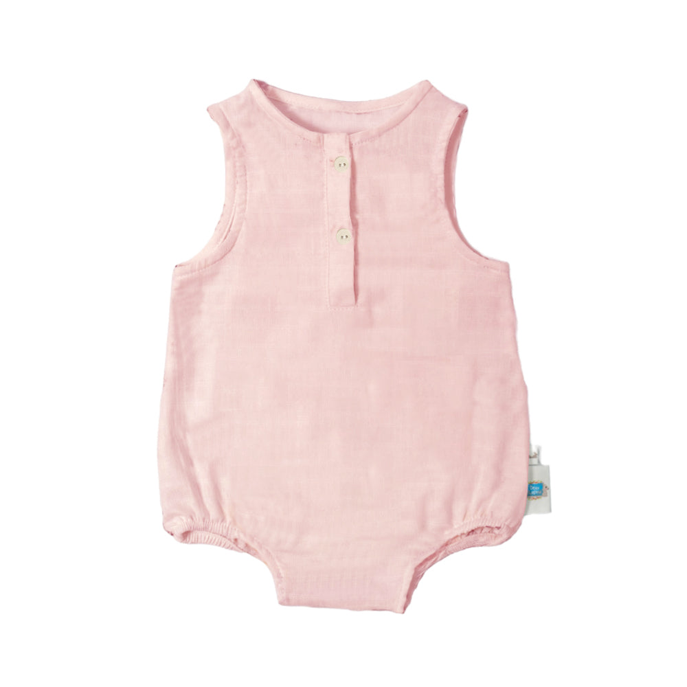 Müslin Kız Bebek Kolsuz Tulum - Innocent Pink