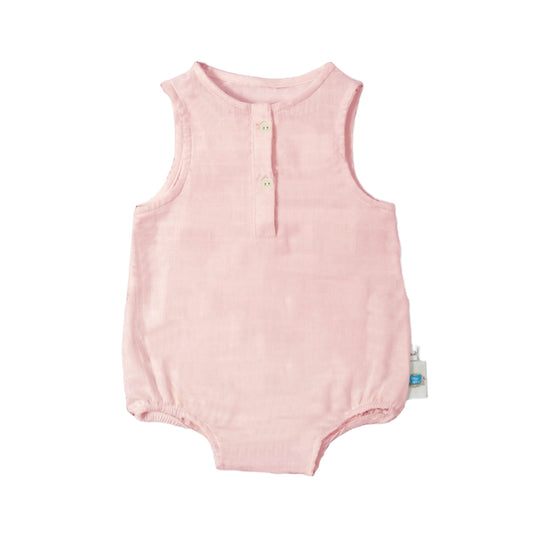 Müslin Kız Bebek Kolsuz Tulum - Innocent Pink
