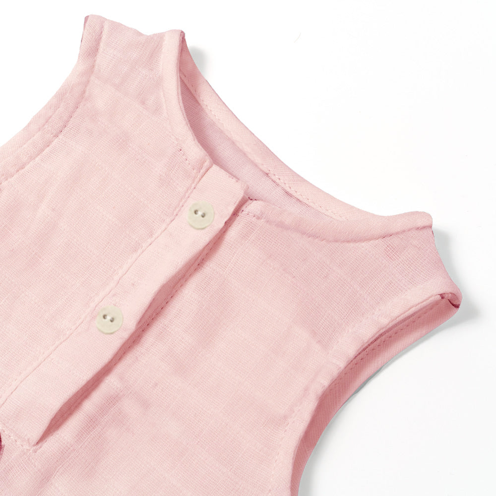 Müslin Kız Bebek Kolsuz Tulum - Innocent Pink