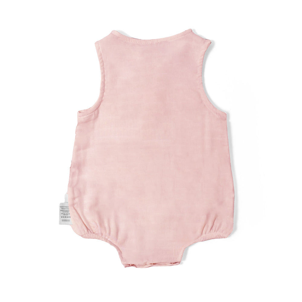Müslin Kız Bebek Kolsuz Tulum - Innocent Pink