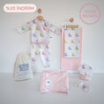 Resmi Galeri görüntüleyiciye yükleyin, Yenidoğan Bebek Hastane Çıkış Seti 7 Parça - Rainbow Lapin Pink
