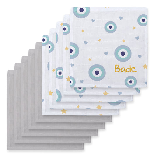 Müslin Bebek Ağız Bezi Paketi – Le Nazar & Cotton Grey 10`lu