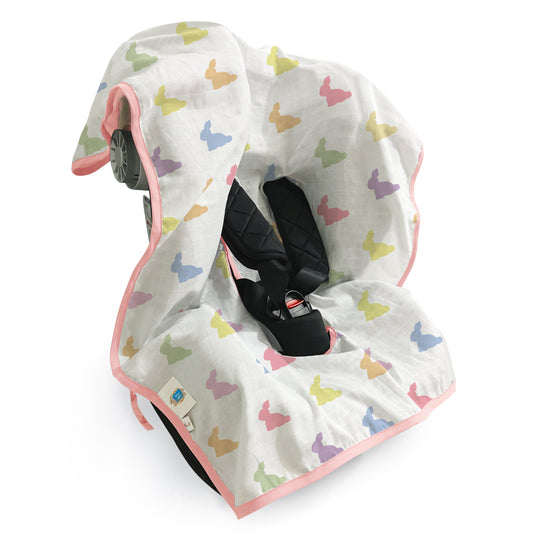 Müslin Puset & Oto Koltuk Örtüsü - Rainbow Lapin Pink