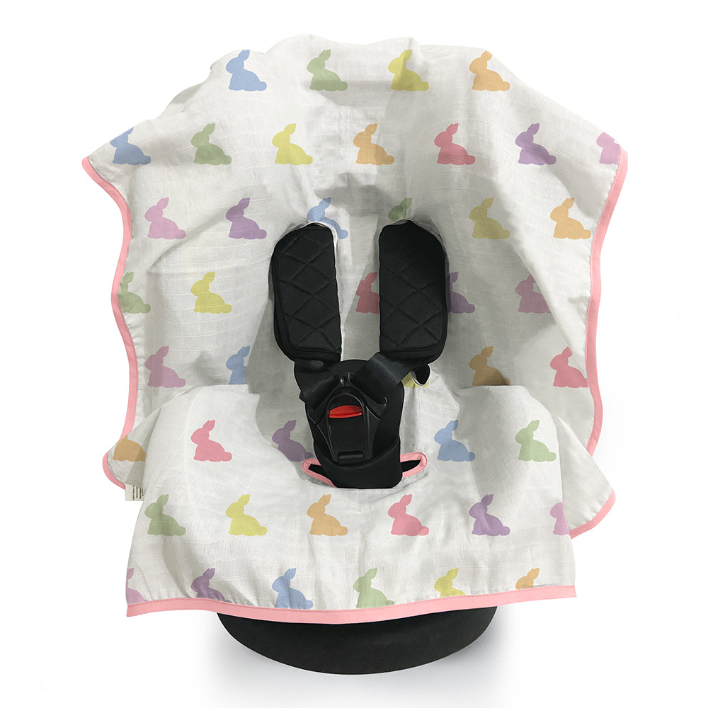 Müslin Puset & Oto Koltuk Örtüsü - Rainbow Lapin Pink