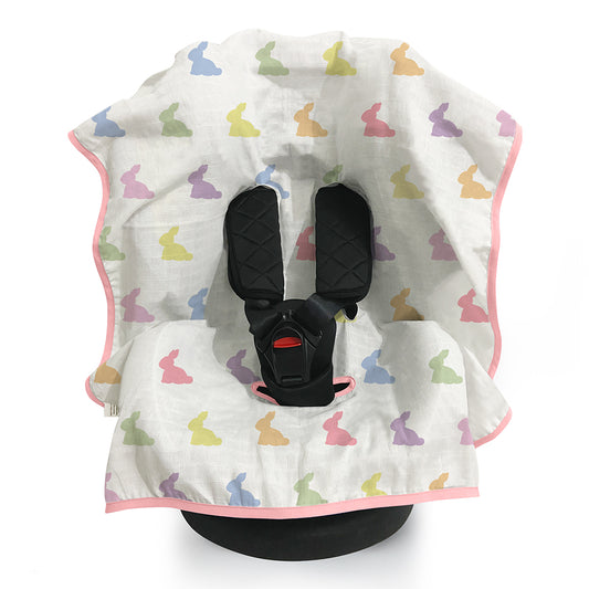 Müslin Puset & Oto Koltuk Örtüsü - Rainbow Lapin Pink