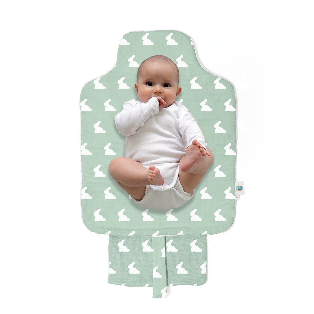 Müslin Bebek Pratik Alt Açma Matı - Mono Lapin Matcha Green