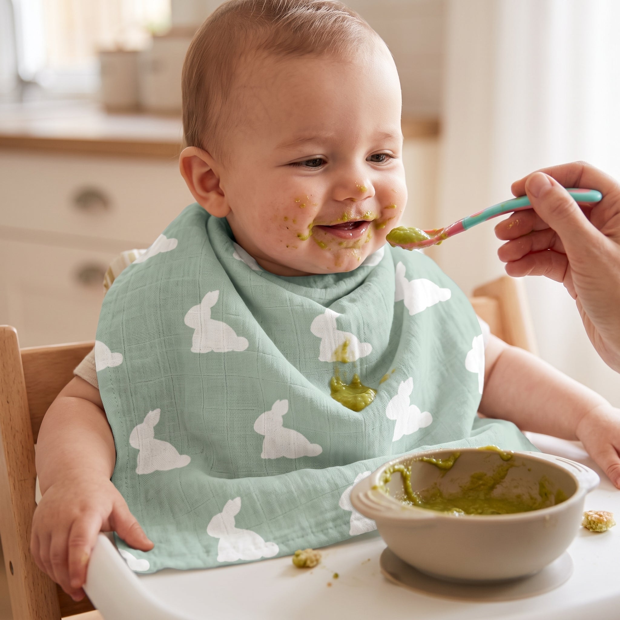 Müslin Bebek Omuz Bezi 5’li - Mono Lapin Matcha Green
