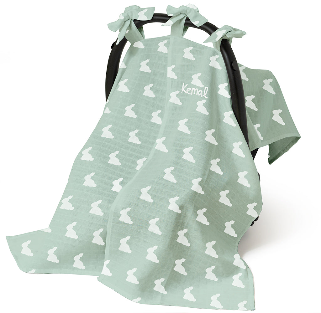Müslin Puset Örtüsü - Mono Lapin Matcha Green